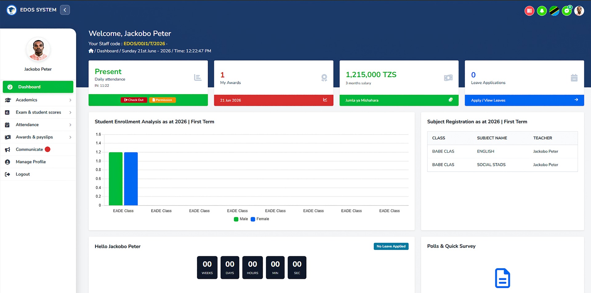 Teacher Dashboard View